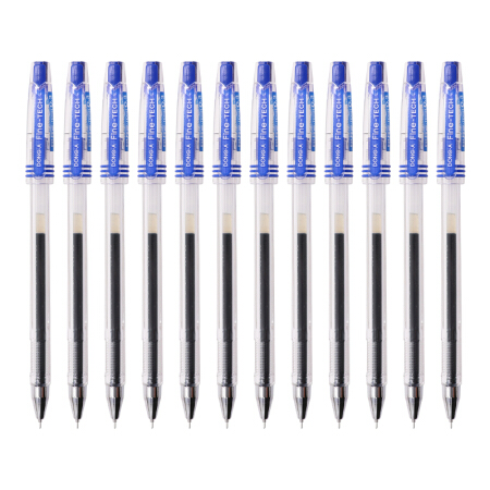 韩国东亚（DONG-A）0.3彩色中性笔考试用品财务水笔签字笔蓝色FINE-TECH 12支/盒FT03-38原装进口