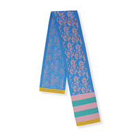 BARRIE 女士NEW DELFT 系列印花羊绒围巾 蓝色/粉色 UNI
