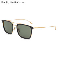 MASUNAGA增永眼镜男女手工复古全框墨镜配镜近视太阳镜EMPIRE II #49 黑框金架绿片