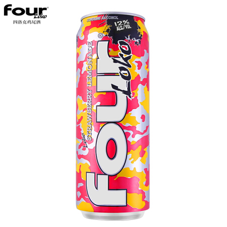 four loko四洛克预调鸡尾酒 洋酒 果酒 迷彩系列草莓柠檬味695ml一罐装