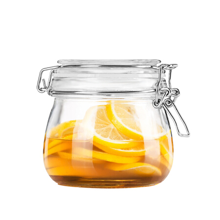 诺派（NUOPAI）多功能加厚玻璃密封罐 储藏瓶 杂粮干果罐 零食罐 防潮 圆形 茶叶罐 450ML C6734