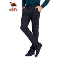 骆驼（CAMEL）男装 纯色简约男士休闲裤修身中腰长裤男 D7P125425 深蓝 33