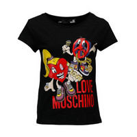 LOVE MOSCHINO 莫斯奇诺 黑色男孩女孩图案短袖T恤衫 W 4 F30 1M E 2065 C74 46 女款