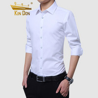 金盾（KIN DON）长袖衬衫 新品男士修身时尚商务男纯色衬衣A180-5618A白色L