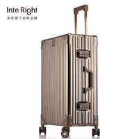 InteRight 铝镁合金拉杆箱万向轮商务行李箱 灰色24英寸