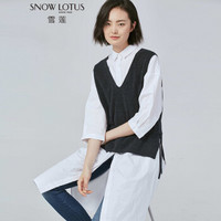 雪莲 SNOW LOTUS秋冬山羊绒百搭时装V领女套头背心针织衫羊绒衫 798026 Q6D5 095