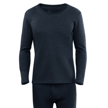 港莎 保暖内衣男加绒加厚套装圆领修身透气德绒保暖大码秋衣秋裤 宝石兰 XXXL