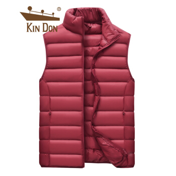 金盾 KIN DON 马甲男士 2019秋冬新款男士立领纯色轻薄羽绒服马夹背心外套上衣 JS-19QJ006 枣红 2XL