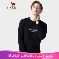 骆驼（CAMEL）男装 2019秋季新款圆领时尚卫衣男韩版青年休闲宽松打底上衣 D9Q203247 黑色_XL