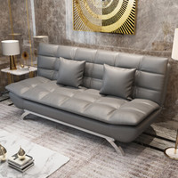 L&S 沙发床 沙发床两用办公室午休折叠床沙发多功能双人沙发椅S12灰色皮革1.5m