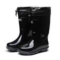 回力 Warrior 雨鞋 男式中高筒防水户外加绒棉雨靴套鞋 HXL838 黑色中筒加绒 39