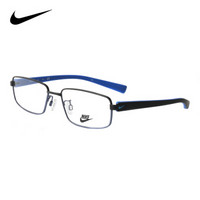 NIKE 耐克 男款黑色镜框蓝色镜腿金属全框光学眼镜架眼镜框 7876AF 017 55MM