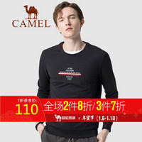 骆驼（CAMEL）男装 2019秋季新款长袖卫衣男韩版圆领套头宽松打底上衣 D9Q374369 黑色M
