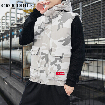 鳄鱼恤（CROCODILE）马甲 男士2019秋冬时尚潮流休闲百搭青春流行马甲 QT2026-G39073 卡其色 M