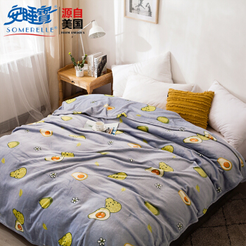 安睡宝（SOMERELLE）毛毯 法兰绒毯子 办公室午睡毯 空调盖毯 毛巾被 沙发休闲毯 牛油果 150*200cm