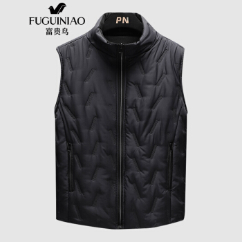 富贵鸟(FUGUINIAO)马甲男秋冬装韩版时尚立领两双面穿马夹外套男装休闲修身上衣 黑色 3XL