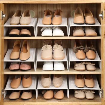 HAIXIN海兴跷跷板鞋托架收纳鞋架加厚组合式简易双层塑料鞋子置物架 双排4只装