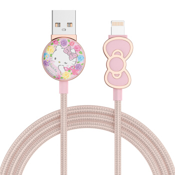 Hello Kitty 苹果数据线3D立体卡通手机充电线usb电源线1.2米 iPhone11 pro max/XS Max/XR/8Plus/iPad 花镜