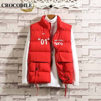鳄鱼恤（CROCODILE）马甲 男士2019秋冬时尚潮流韩版休闲修身马甲 A040-MJ08 红色 5XL