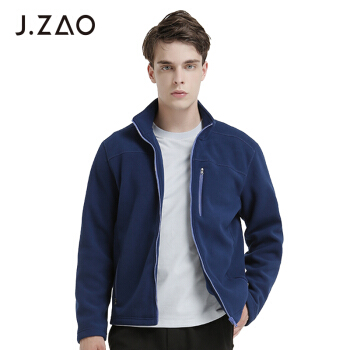 J.ZAO 京东京造 男士摇粒绒外套 拉链开衫卫衣 保暖时尚 深蓝色 M（175/96A）