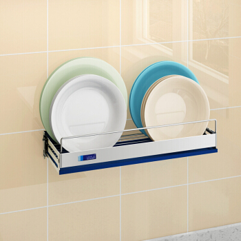 纳纳 304不锈钢厨房置物架壁挂式晾碗架碗架碗碟沥水架洗碗蓝收纳免打孔 M0205