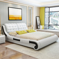 摩高空间1.8米双人床轻奢皮床现代简约床主卧床婚床北欧简美床大床