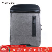 范克（VENQUE）双肩包 背包男士休闲商务15英寸笔记本电脑包大容量学生书包简约时尚旅行包包 灰色