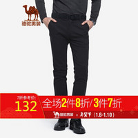 骆驼（CAMEL）男装 青年时尚韩版纯色中腰直筒弹力休闲长裤男 D8P261539 黑色 40
