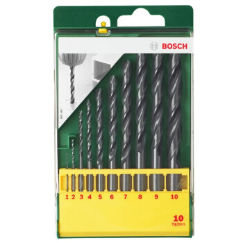 博世（BOSCH）金属麻花钻头套装（10件套）HSSR（1-10mm各一支）