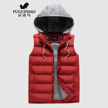 富贵鸟马甲男休闲坎肩背心户外外套中青年保暖 红色 M