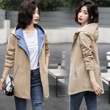 BANDALY 风衣女2019秋季女装新款风衣女装中长款韩版小个子短款外套 yzJMLS9A18 卡其色 2XL