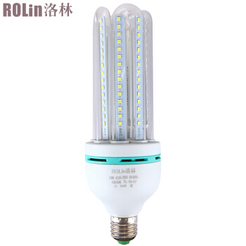 洛林（ROLin）LED灯泡大功率U型节能灯玉米灯E27螺口4U24W白光6500K（量大定制）