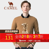 骆驼（CAMEL）男装 2019秋季新款圆领针织衫男微弹保暖打底衫毛衣男 D9H400256 驼色_XL