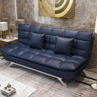 L&S 沙发床 沙发床两用办公室午休折叠床沙发多功能双人沙发椅S12蓝色皮革1.5m