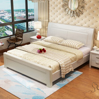 摩高空间实木床1.8米双人床现代简约主卧婚床轻奢中式床