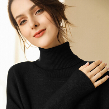 仙丫 2019秋冬季新品女装针织衫女高领短款套头修身毛衣纯色韩版针织毛衫针织衫 GZHB9991075 黑色 M