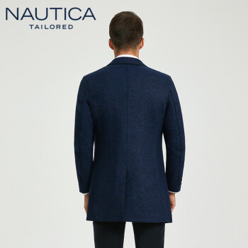 诺帝卡 NAUTICA 2019秋冬新款商务休闲纯色翻领毛呢外套NDY96500 藏蓝 50