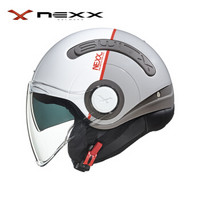 NEXX SX.10 City城市系列 亚洲版型 休闲半盔 双镜片 轻量复合材料摩托车头盔 ECE和DOT安全认证 白灰色 XXL