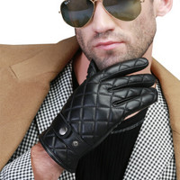 圣苏萨娜手套男冬季保暖加绒加厚冬天时尚户外骑行开车皮手套SM-582 黑色 S