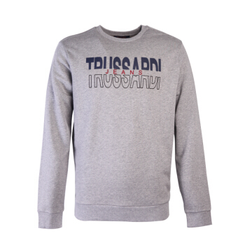 TRUSSARDI JEANS 杜鲁萨迪 19秋冬新款 男士浅灰色棉质字母图案薄绒卫衣52F00094 1T003047 E155 L码