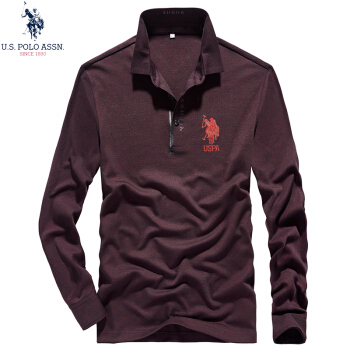 U.S. POLO ASSN.POLO衫男2019秋季新品男士商务休闲翻领纯色棉质修身百搭体恤 6193105081 红色 3XL(56)