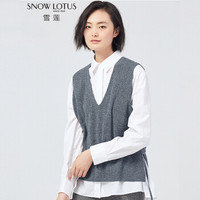 雪莲 SNOW LOTUS秋冬山羊绒百搭时装V领女套头背心针织衫羊绒衫 798026 P650 115