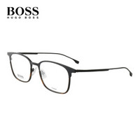 HUGO BOSS 雨果博斯 男款黑色玳瑁色拼接镜框黑色镜腿钛金属全框光学眼镜架眼镜框 1014-0AM 57MM