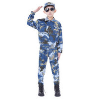 先锋连 童装迷彩服套装幼儿中小学生军训服特种演出服男女童 海洋迷彩套装 150码