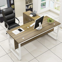 佐盛老板桌办公桌简约现代经理桌板式钢架桌主管桌单人职员办公桌 皇家胡桃色 1.8米+白色钢架