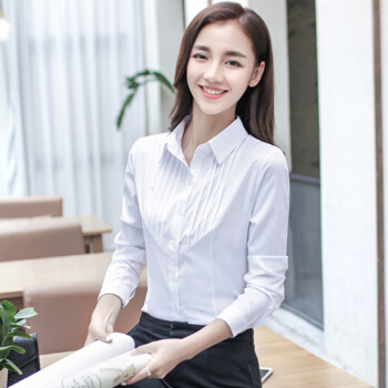 俞兆林 2020春季新款女装韩版通勤OL上衣打底衫百搭职业长袖衬衫 YWCS196196 白色长袖 M