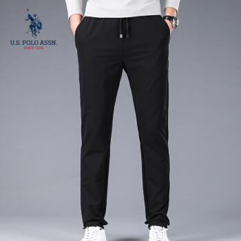 U.S. POLO ASSN.休闲裤男士2019秋冬新品卫裤青年运动裤男韩版宽松弹力修身裤子男 6193122151 黑色 38