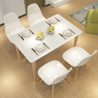 好事达实木餐桌椅套装 现代简约餐厅家具一桌四椅 1.2米餐桌白椅子2316+5994