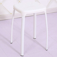 利尔 凳子塑料 餐椅 椅子塑料凳子家用大号板凳现代简约高凳子方凳 单管 白色