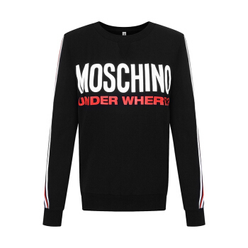 MOSCHINO UNDERWEAR 莫斯奇诺  女士黑色字母印花图案棉质圆领套头卫衣 Z A1712 9001 0555 S码